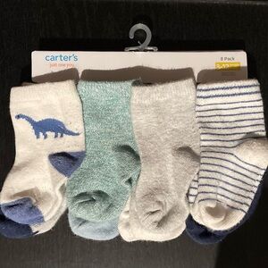 Carter's Dinosaur and Stripes Socks - Blue, Green, Gray, White